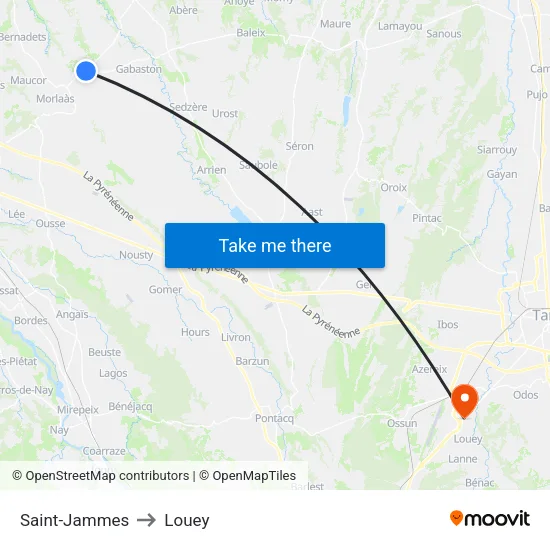 Saint-Jammes to Louey map