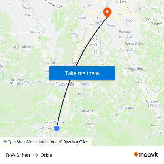 Boô-Silhen to Odos map