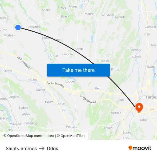 Saint-Jammes to Odos map