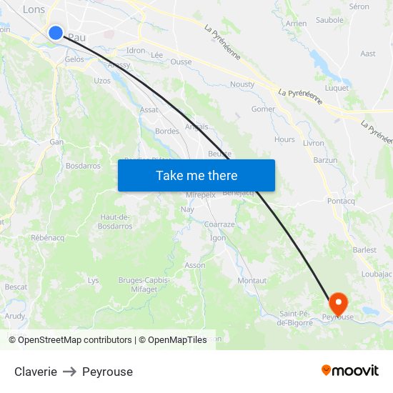 Claverie to Peyrouse map