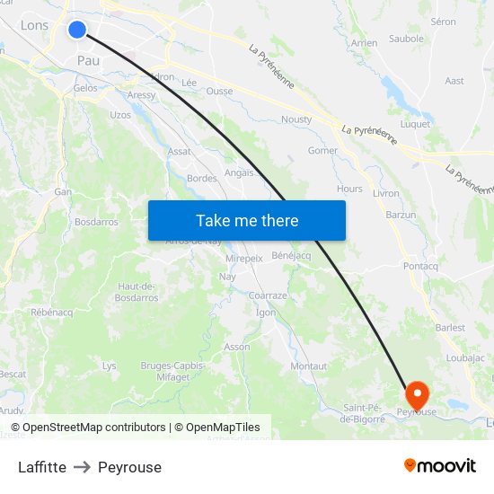 Laffitte to Peyrouse map