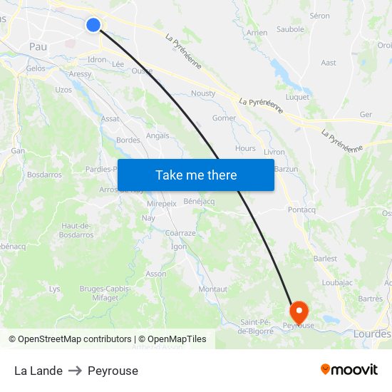 La Lande to Peyrouse map