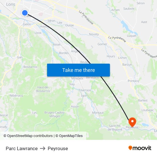 Parc Lawrance to Peyrouse map