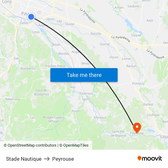 Stade Nautique to Peyrouse map