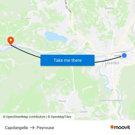 Capdangelle to Peyrouse map