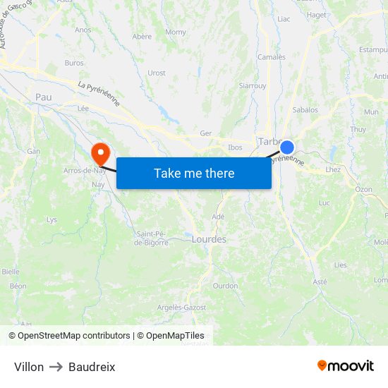 Villon to Baudreix map