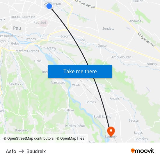 Asfo to Baudreix map