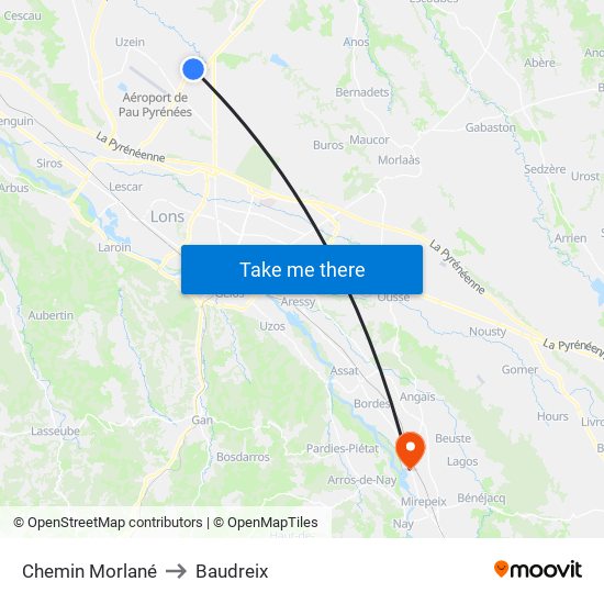 Chemin Morlané to Baudreix map