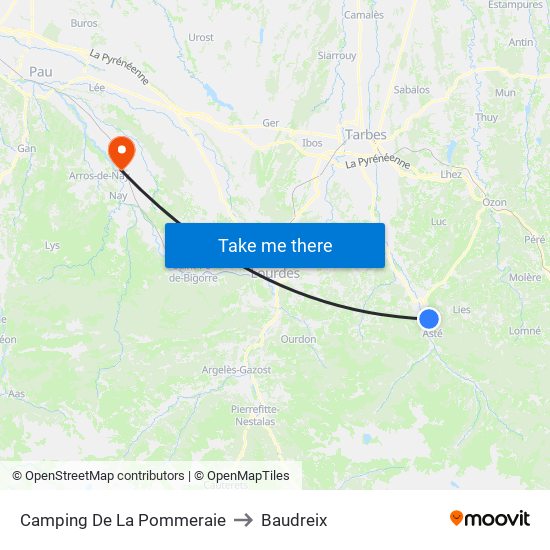 Camping De La Pommeraie to Baudreix map