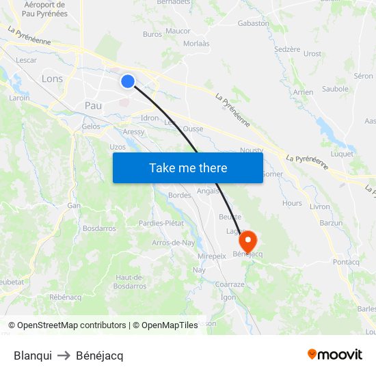 Blanqui to Bénéjacq map