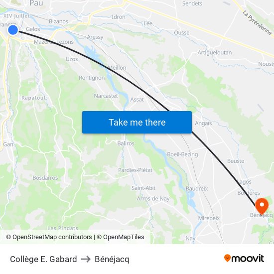 Collège E. Gabard to Bénéjacq map