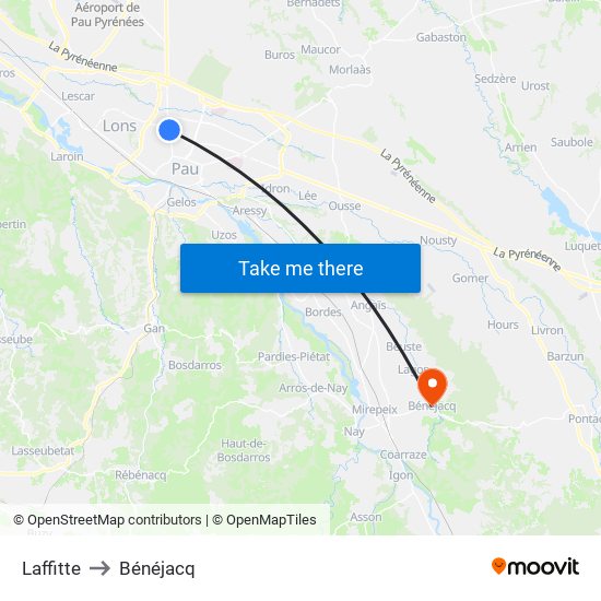 Laffitte to Bénéjacq map