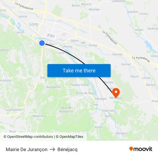 Mairie De Jurançon to Bénéjacq map