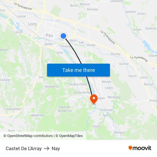 Castet De L'Array to Nay map