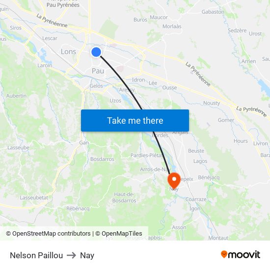 Nelson Paillou to Nay map