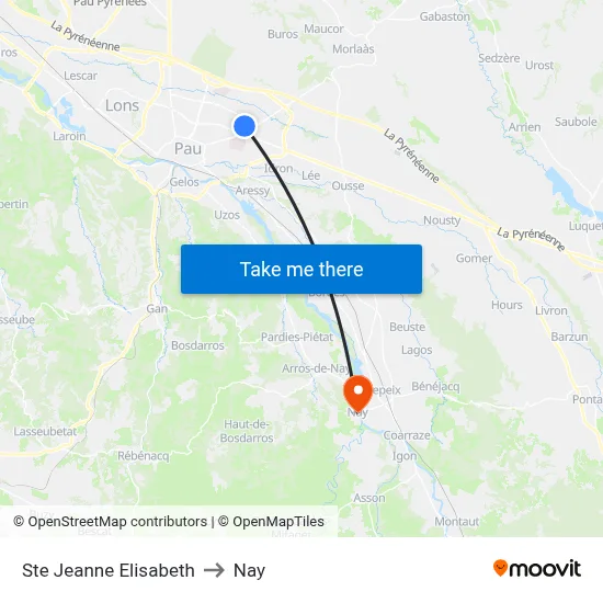 Ste Jeanne Elisabeth to Nay map