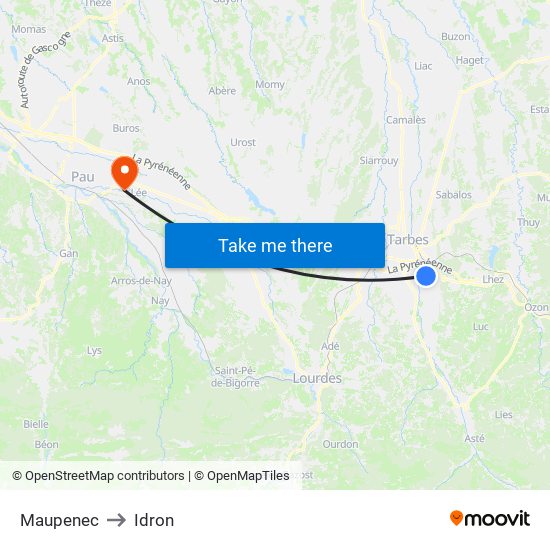 Maupenec to Idron map