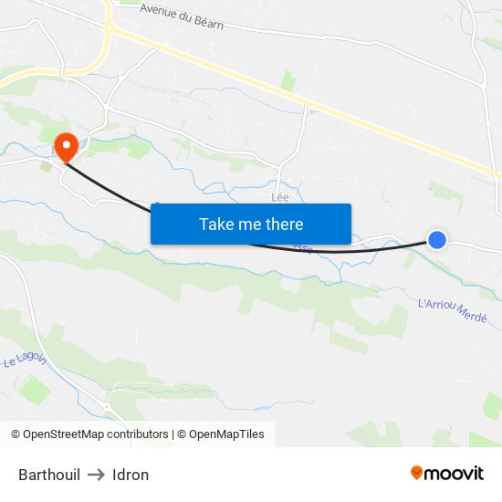 Barthouil to Idron map