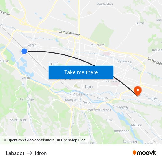 Labadot to Idron map