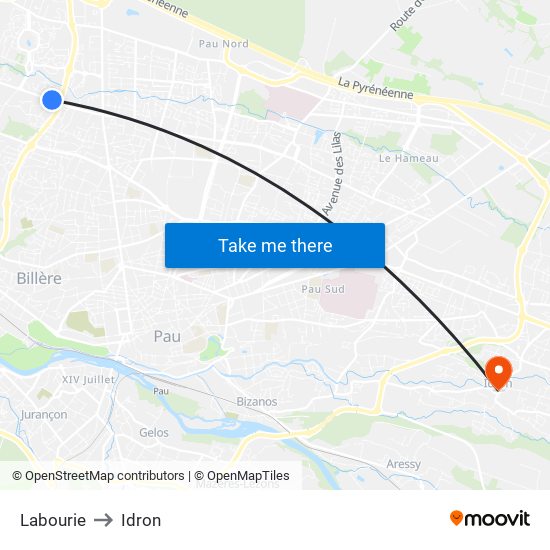 Labourie to Idron map