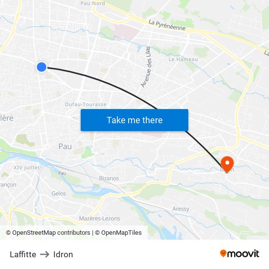 Laffitte to Idron map