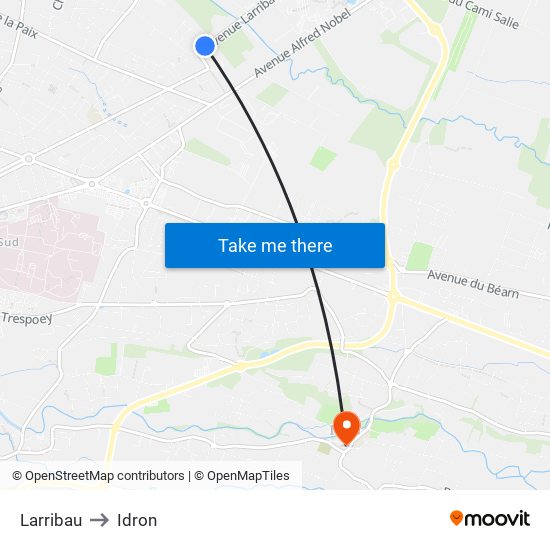 Larribau to Idron map