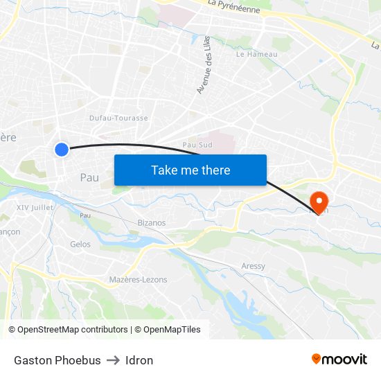 Gaston Phoebus to Idron map
