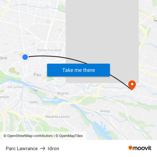 Parc Lawrance to Idron map