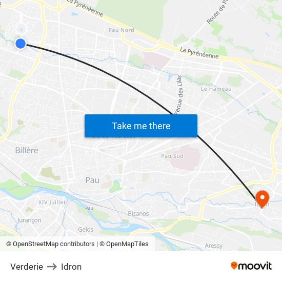 Verderie to Idron map