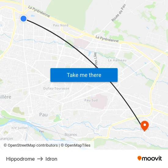 Hippodrome to Idron map