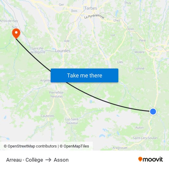 Arreau - Collège to Asson map