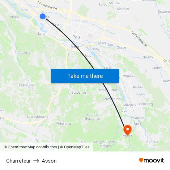 Charreteur to Asson map