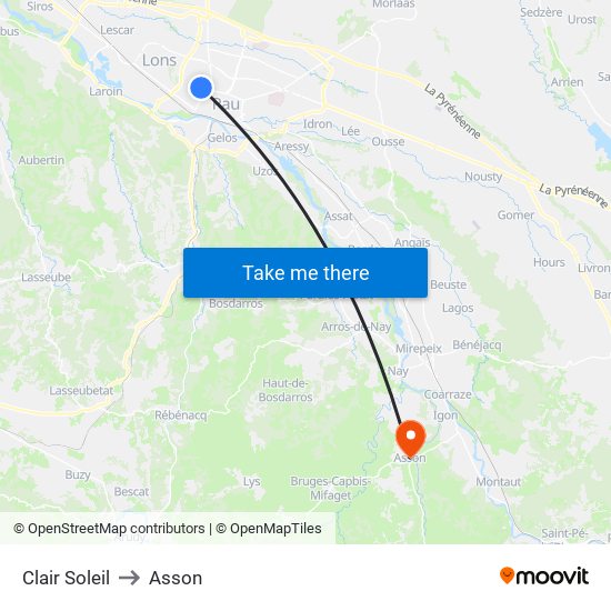 Clair Soleil to Asson map