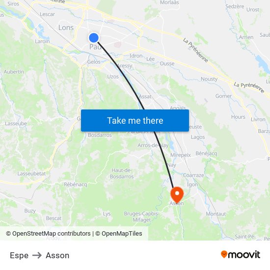 Espe to Asson map