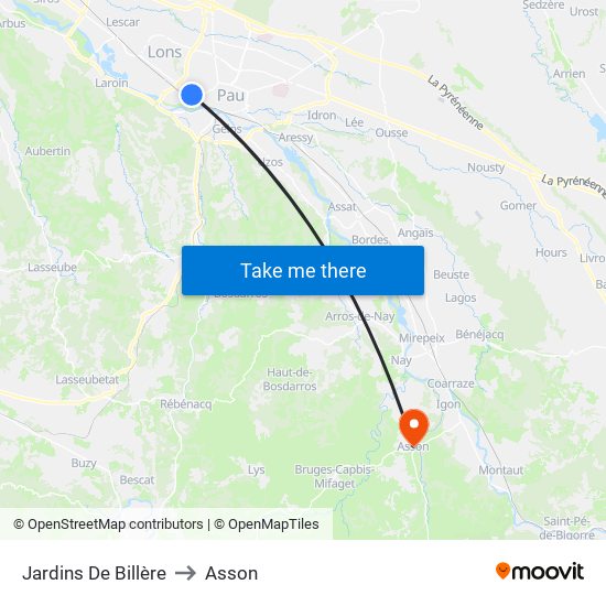 Jardins De Billère to Asson map