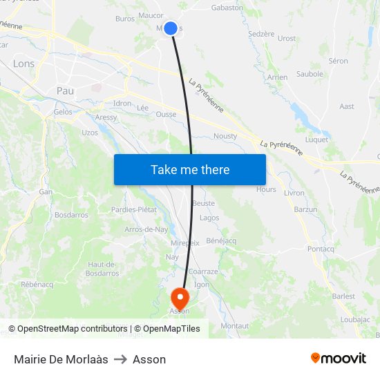 Mairie De Morlaàs to Asson map