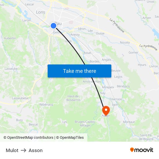 Mulot to Asson map