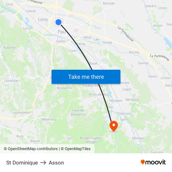 St Dominique to Asson map