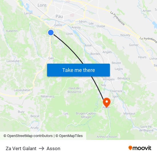 Za Vert Galant to Asson map