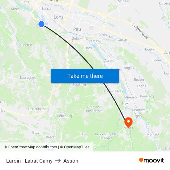 Laroin - Labat Camy to Asson map