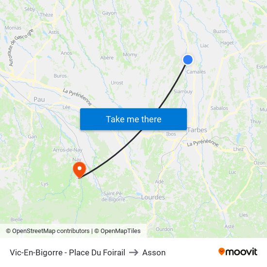 Vic-En-Bigorre - Place Du Foirail to Asson map