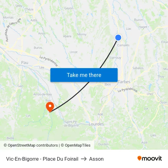 Vic-En-Bigorre - Place Du Foirail to Asson map