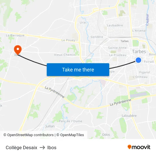Collège Desaix to Ibos map