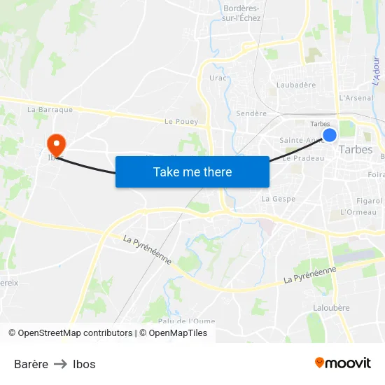 Barère to Ibos map