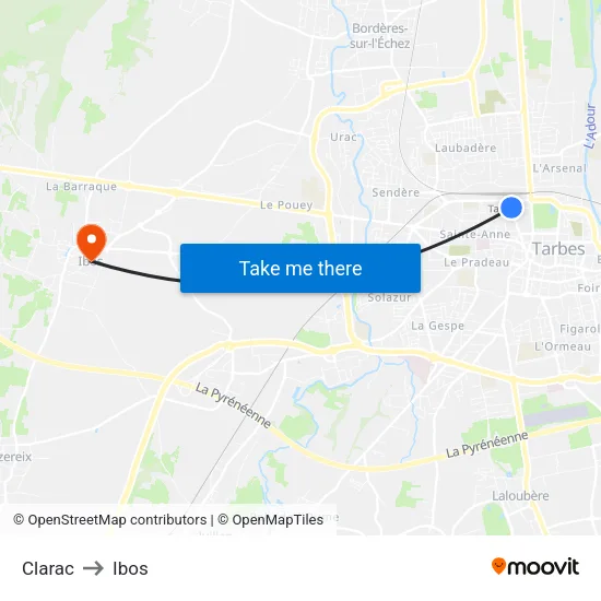 Clarac to Ibos map