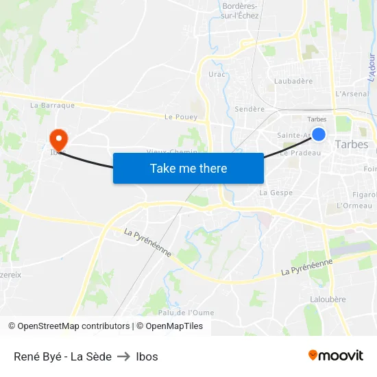 René Byé - La Sède to Ibos map