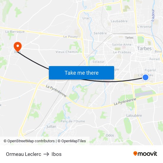 Ormeau Leclerc to Ibos map