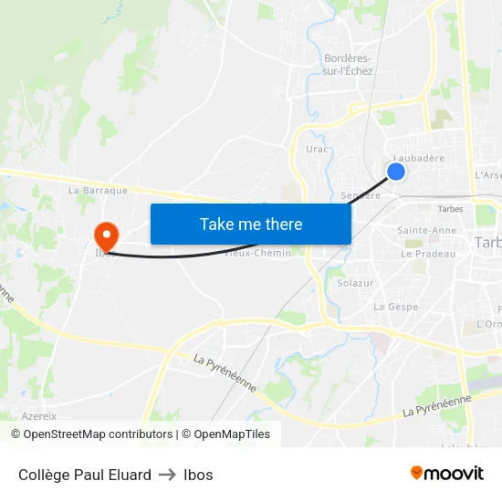 Collège Paul Eluard to Ibos map