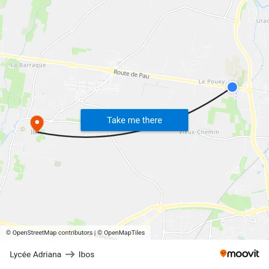 Lycée Adriana to Ibos map