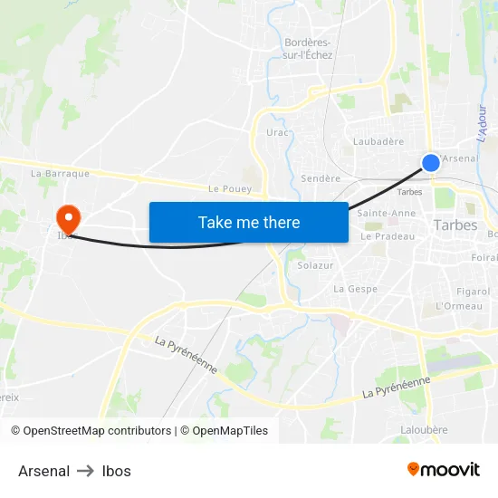 Arsenal to Ibos map